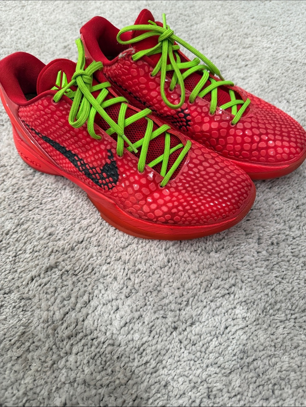 Nike Red Kids' Sneakers with Neon Green Laces
